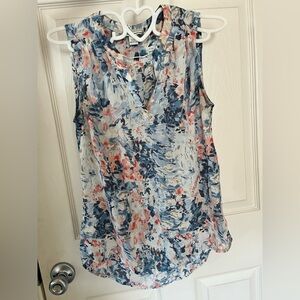 Dalia Collection Floral Sleeveless Top - Blue and Pink